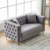 2 Seater Deep Seat Sofa, Sofa With Button Nailhead, Square Arm Couches, Furniture For Living Room - Gray - Image 9