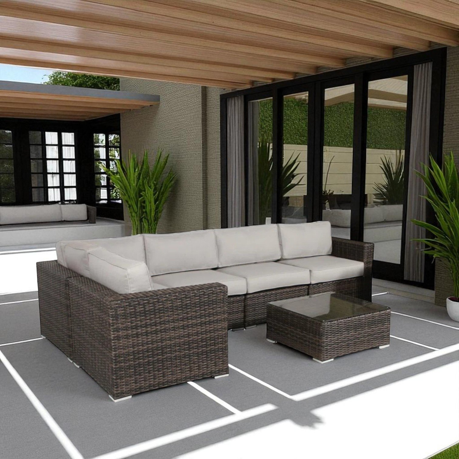 Outdoor Seating Set & Cushions - Espresso - Image 3