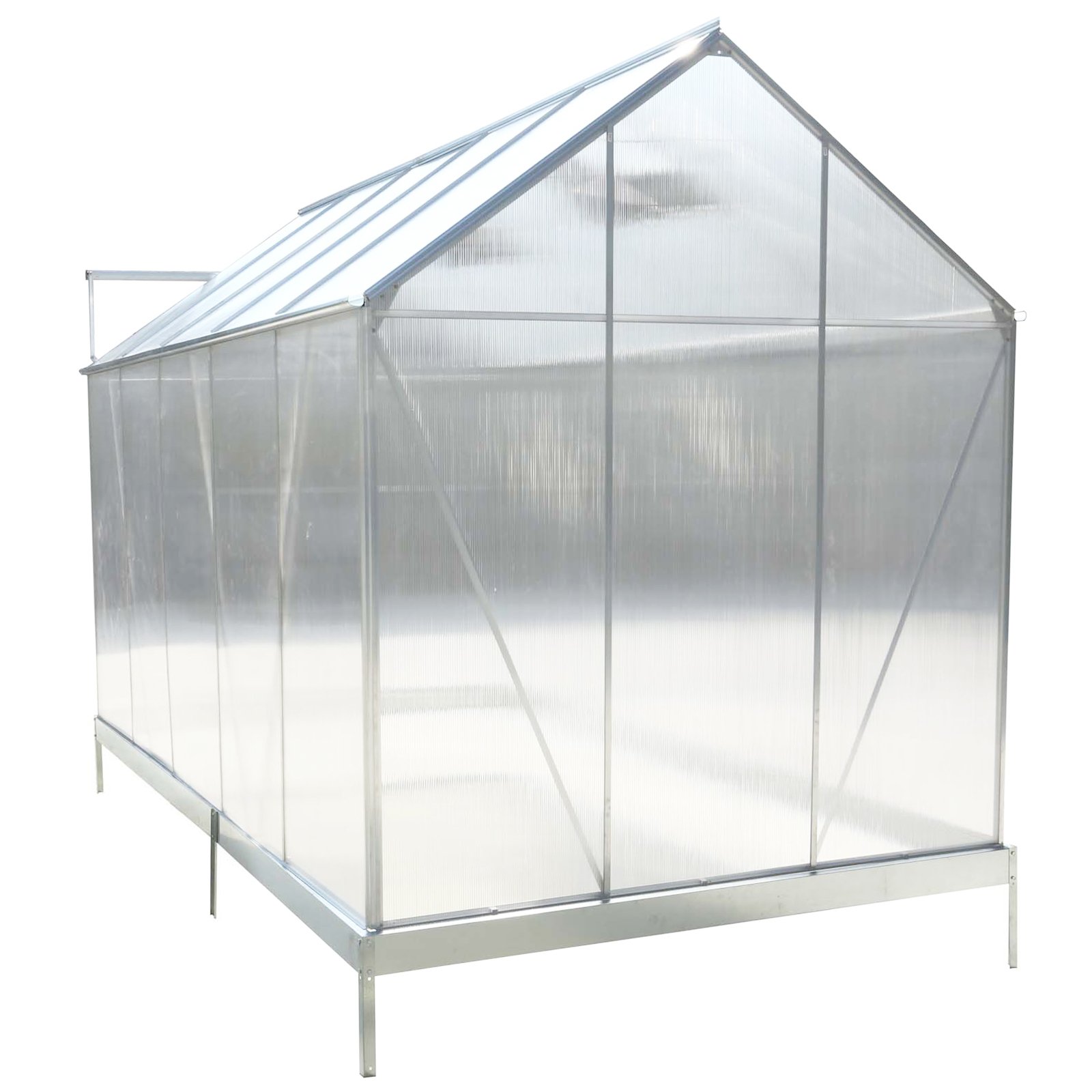 6.3'x10.2'x7' Polycarbonate Greenhouse, Heavy Duty Outdoor Aluminum Walk-In Green House Kit With Rain Gutter, Vent And Door For Backyard Garden - Aluminium - Image 8