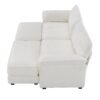 Free Combination Modular Convertible Sectional Sofa Bed Set, 4 Seat Upholstered Sleeper Corner Couch, Deep Seat Loveseat With Ottoman - White - Image 5