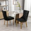 Nikki - Modern, High-End Tufted Solid Wood Contemporary Velvet Upholstered Dining Chair With Golden Stainless Steel Plating Legs, Nailhead Trim (Set of 2) - Black - Image 10