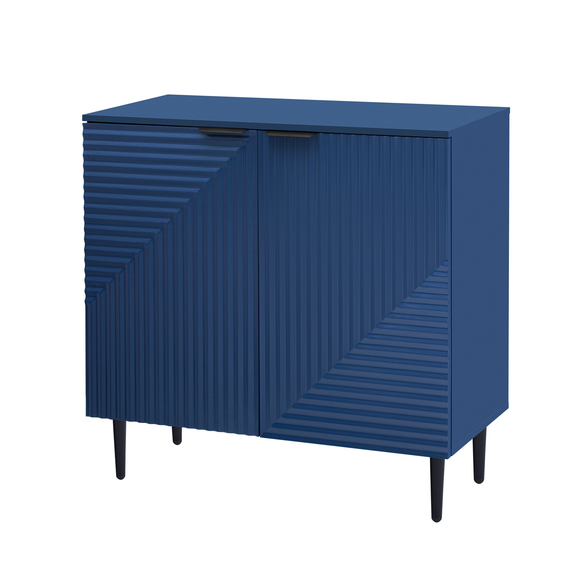 Side Cabinet With Adjustable Shelves And Geometric Door Panels - Navy Blue - Image 5