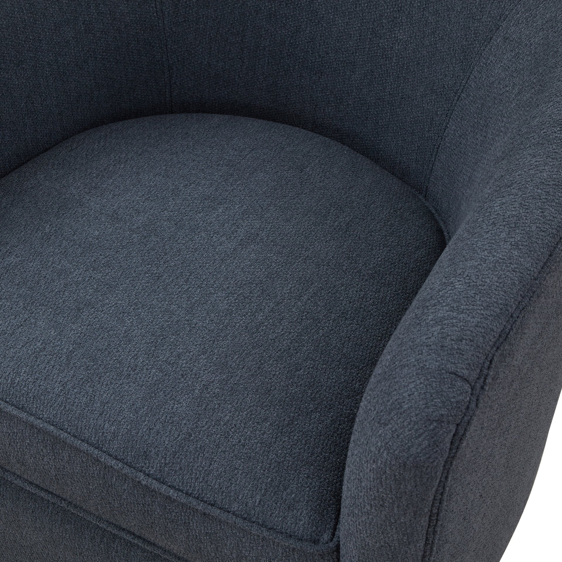 Miramar - Chenille Swivel Chair With Wooden Base And Plush Cushion - Blue - Image 6