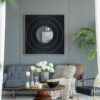 Square Carved Mirror With Pleated Design WithIron Frame, Neutral Colorway Wall Decor For Living Room Bathroom Entryway - Black - Image 4