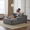 Oversized Chaise Lounge Chair Cozy Cloud Couch, Plush Corduroy Upholstered Sleeper Sofa Daybed With 3 Throw Pillows And Wide Armrest For Living Room - Gray - Image 9
