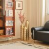 Floor Metal Vases Decorated White Metal Vases (Set of 3) Gorgeous Home Decoration Large Glazed Metal Vases - Golden - Image 11