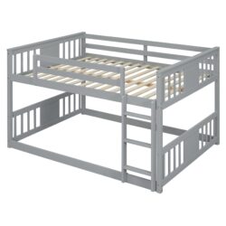 Full Over Full Classic Bunk Bed With Ladder - Gray