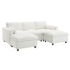 Modular Sectional With Storage Pockets, 5 Seat U Shaped Couch Set With Pillows Free Combination Modern Cloud Sofa With 2 Movable Ottoman - White - Image 6