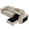 Modern L-Shape 3 Seat Reversible Sectional Couch, Pull Out Sleeper Sofa With Storage Chaise And 2 Stools For Living Room Furniture Set - Cream - Image 17