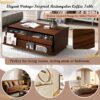 Modern Rectangle Coffee Table With 4 Drawers And 2 Display Shelves, Tempered Glass For Living Room - Brown - Image 10