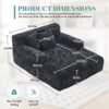 Chenille Interior Lazy Sofa Chaise Lounge Armchair With 3 Pillows And Armrests, Soft Chenille - Black - Image 3