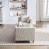 Wide Modern Double Sided Upholstered Chaise Lounge, Sleeper Sofa - Beige - Image 9