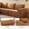 Modular Sectional With Wide Seat Free Combination L Shaped Couch Set Cloud Upholstered Minimalist Boneless Sofa - Brown - Image 21