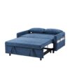 Pull Out Sleep Sofa Bed Loveseats Sofa Couch With Adjsutable Backrest, Storage Pockets, 2 Soft Pillows, USB Ports For Living Room, Bedroom, Apartment, Office - Blue - Image 18