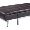 Padilla - Synthetic Leather Chaise Lounge With Pillow USB - Brown - Image 8