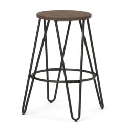 Simeon - Metal Counter Height Stool With Wood Seat - Cocoa Brown / Black