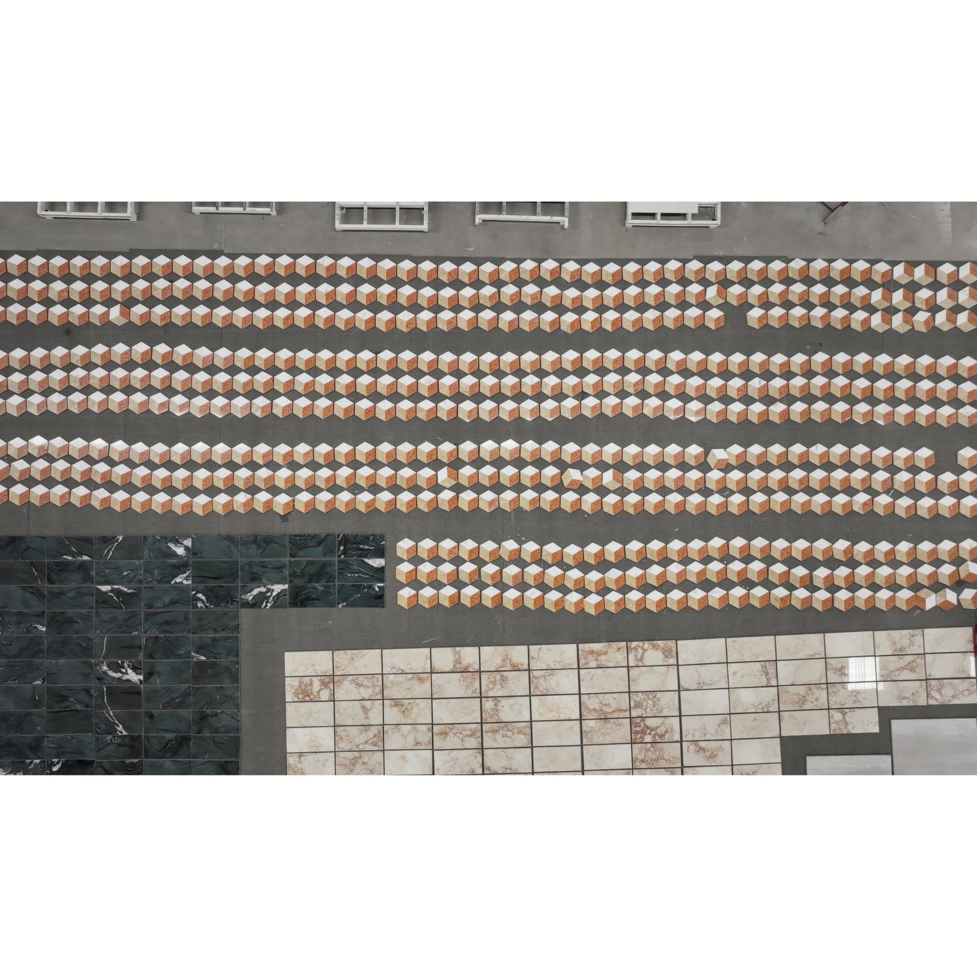 Hexagon Water Jet Marble Tiles For Floor And Wall Polished Stone - Red / White / Gold - Image 9