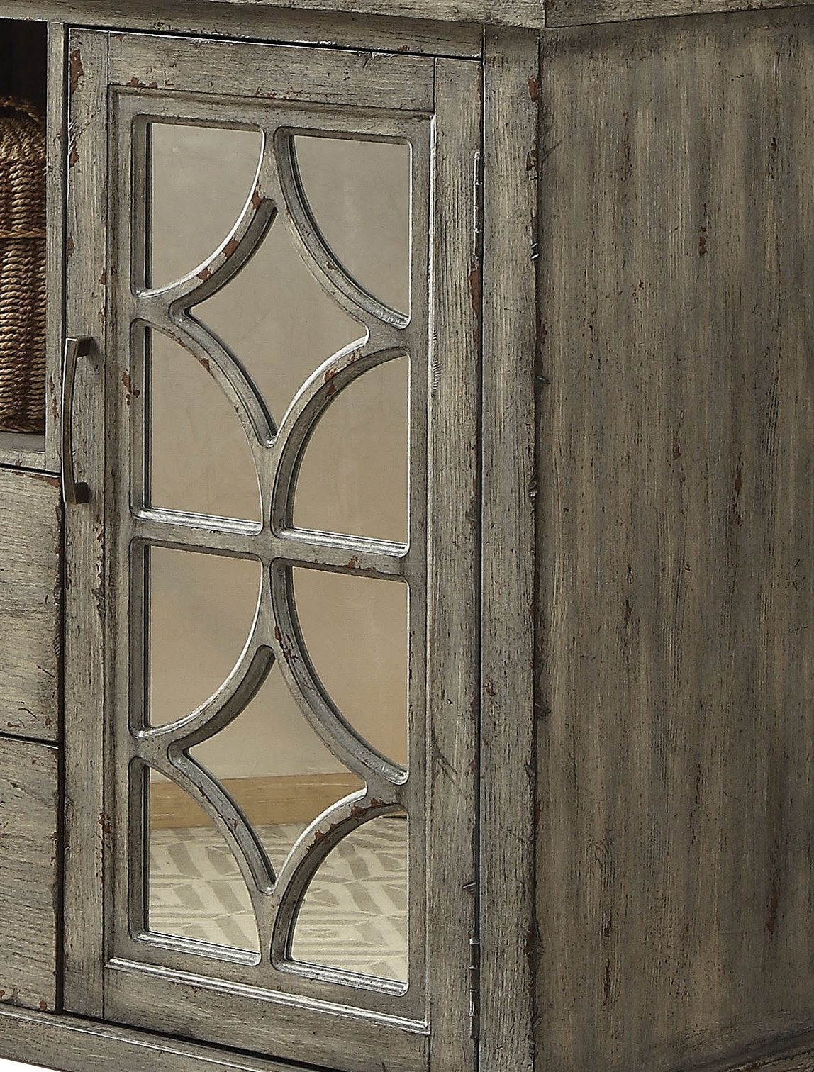 Velika - Weathered Console Table With 1 Open Compartment Storage - Gray - Image 6