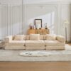 Convertible Floor Sofa Bed With Fixed Shape Frame, Boneless Modular Sectional Sofa, For Living Room - Beige - Image 12