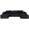 Modern 6 Piece Modular U Shaped Sectional Sofa With Chaise Lounge Corduroy - Black - Image 18