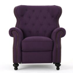 Accented Push Back Recliner Chair With Rolled Arms, Cocooning Comfort - Plum