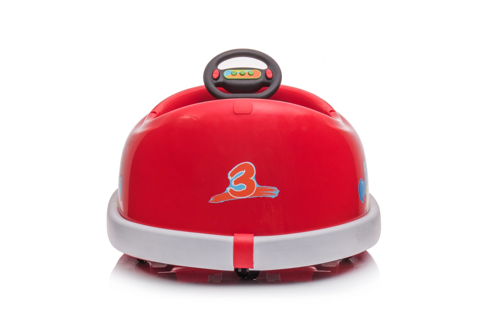 Bumper Car For Kids, 12V Dual Drive 1-6 Years Old Children's Electric Car With Pushrod Dinner Plate USB Bt Music Rocking Horse Mode Anti-Collision Bumper Ride On Car - Red - Image 6