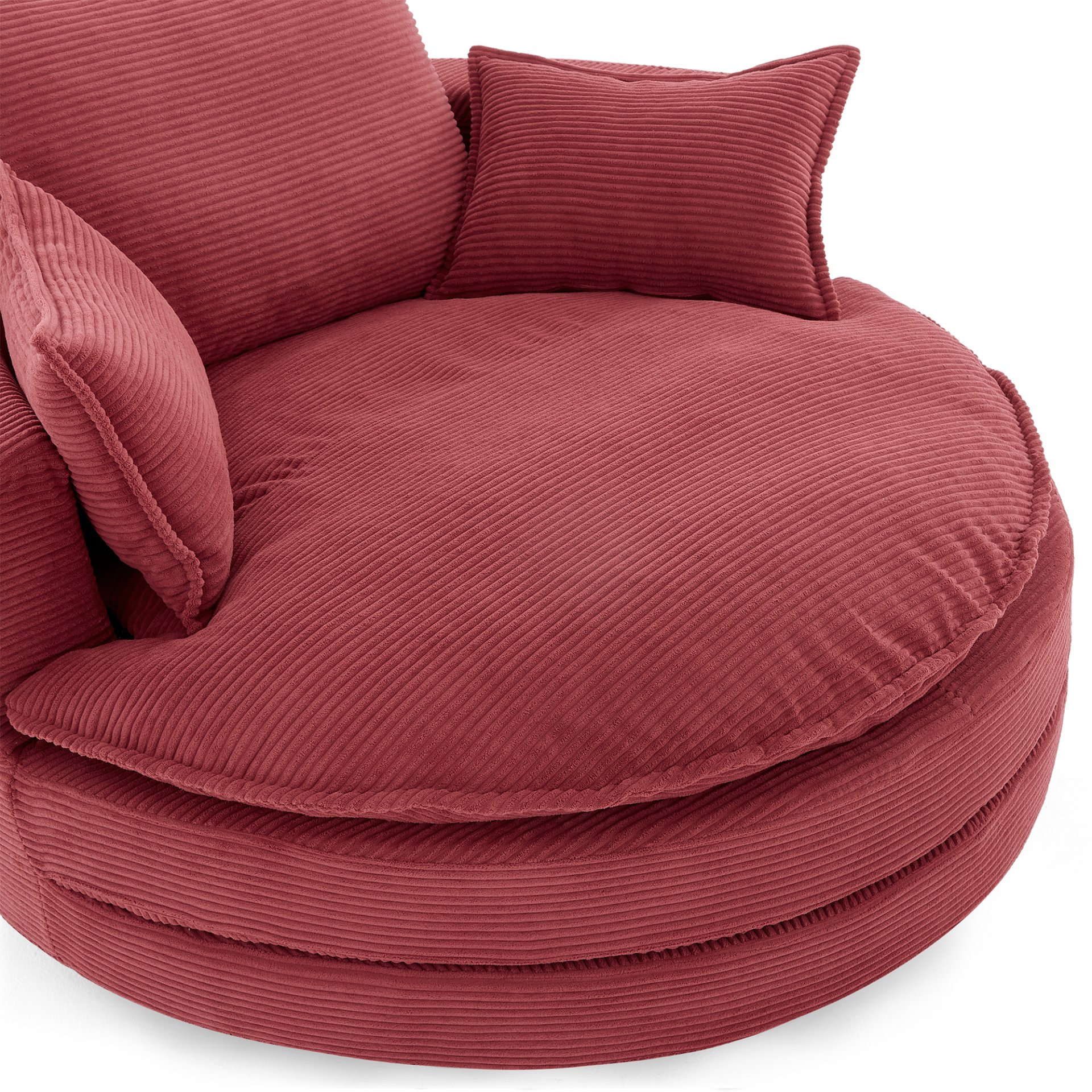 360° Swivel Sofa Chair Accent Barrel Chair With Dual Layer Cushion And Removable Pillows - Red - Image 18