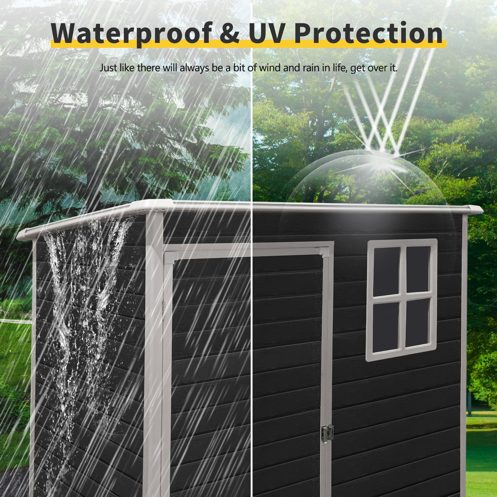 Outdoor Storage Shed Kit Perfect To Store Patio Furniture - Black - Image 8