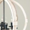 6 Light Wood Chandelier, Hanging Light Fixture With Adjustable Chain For Kitchen, Bulb Not Included - White - Image 6