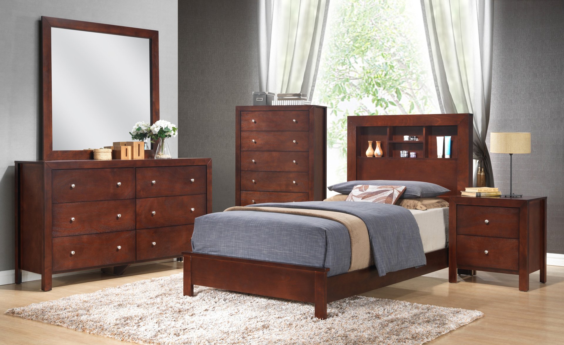 Twin Bed For Cozy Spaces Transitional - Cherry - Image 3