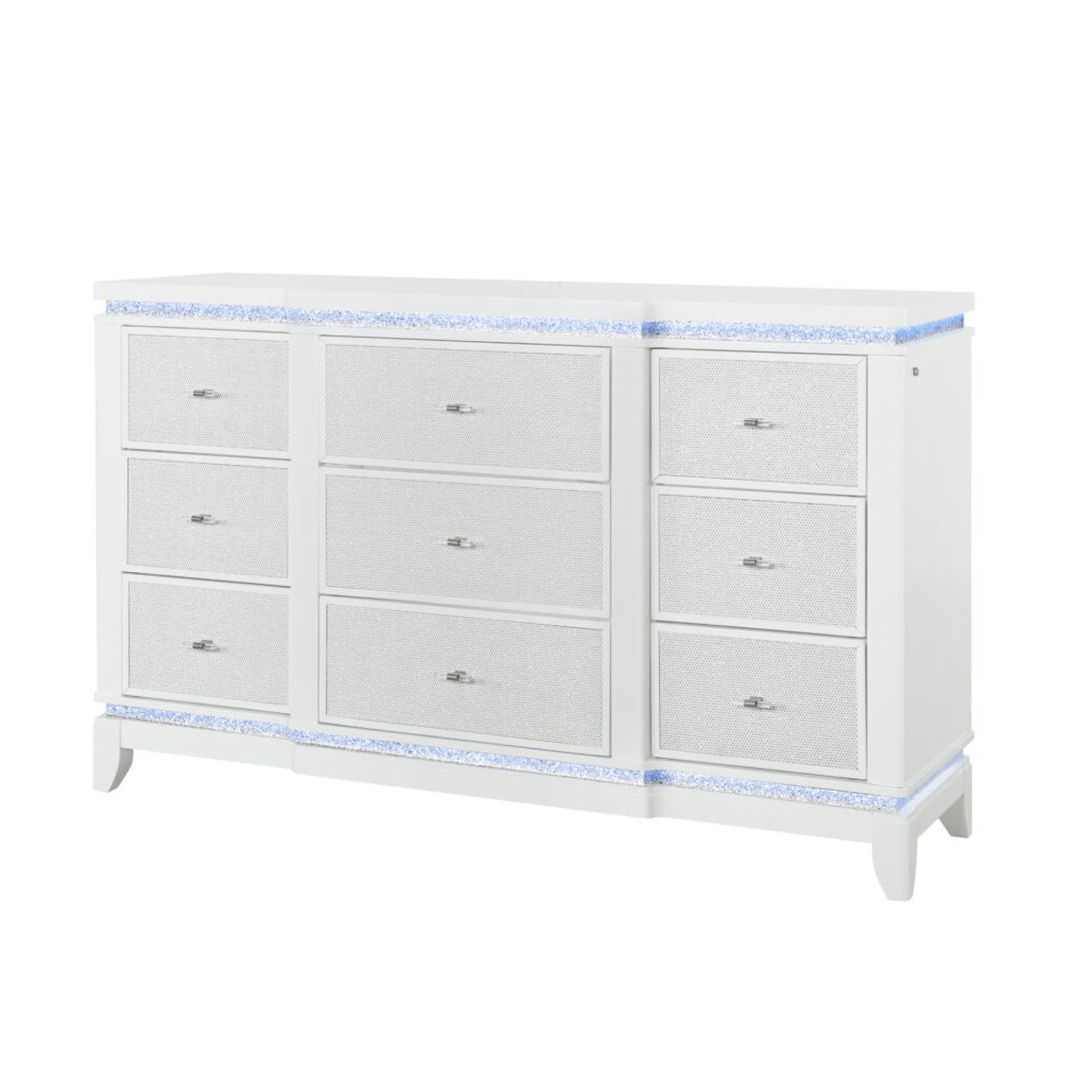 Adalid - Dresser With LED Light And Glittered Drawer Fronts - White - Image 6