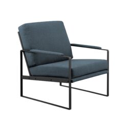 Contemporary Square Metal Frame Accent Chair - Indigo Blue / Black