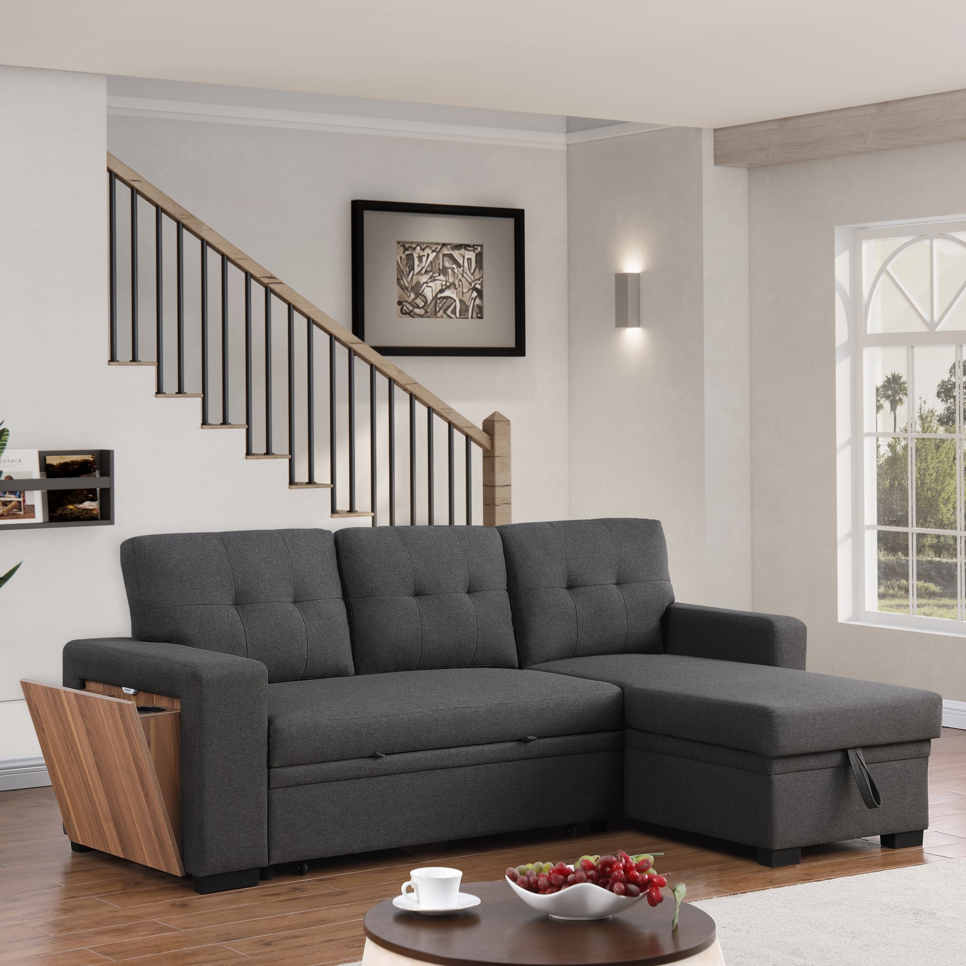 3 Piece Upholstered Sectional - Dark Gray - Image 11
