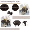 5 Piece Farmhouse Dining Table Set Wood Round Extendable Dining Table And 4 Upholstered Dining Chairs - Espresso - Image 8