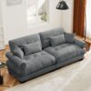 Modern Velvet 2 Seater Sofa With Bolstered Armrests And Pillows Large Size - Gray - Image 2