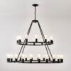 Extra Large Wagon Wheel Chandelier, 2 Tier 36 Lights (No Include) Farmhouse Industrial Round High Ceiling Pendant Light Adjustable Chain, For Dining Room, Living Room, Kitchen - Black - Image 21