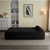 Floor Sofa With 2 Pillows, Convertible Plush Corduroy Foam Filled Sleeper Sofa Bed - Black - Image 8