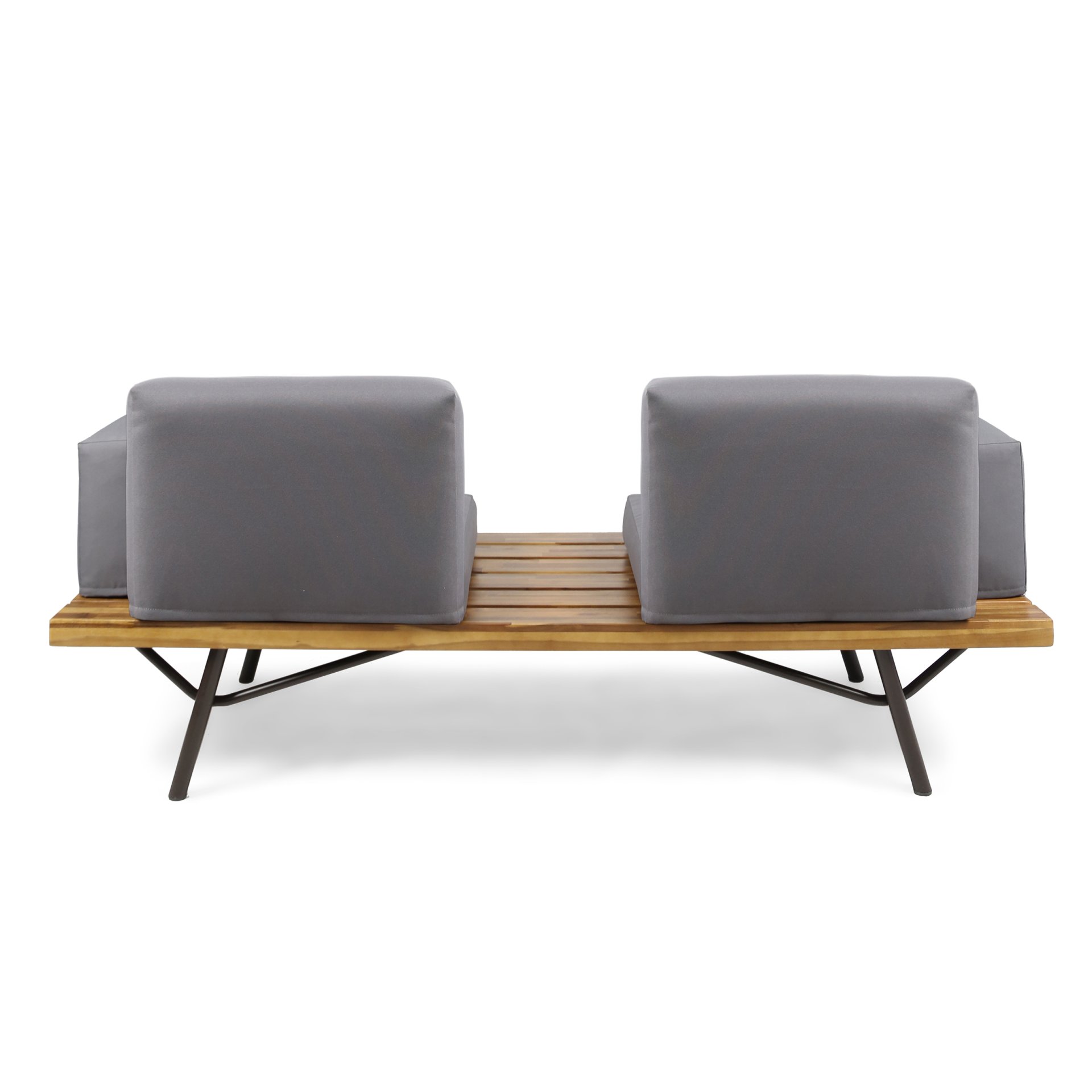 Outdoor Sofa With Cushions And Iron Legs - Dark Gray - Image 7