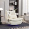 270 Swivel Glider Recliner Chair, Power Recliner Rocking Chair, USB Port Charge For Nursery Chair With Atmosphere Lamp For Living Room Bedroom Apartment - White - Image 3
