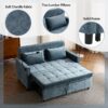 Loveseat Sofa Pull Out Sofa Bed Sleeper Sofa With A Reversible Backrest Cushion, Side Pockets, 2 USB Ports And A Phone Holder For Living Room - Blue - Image 6