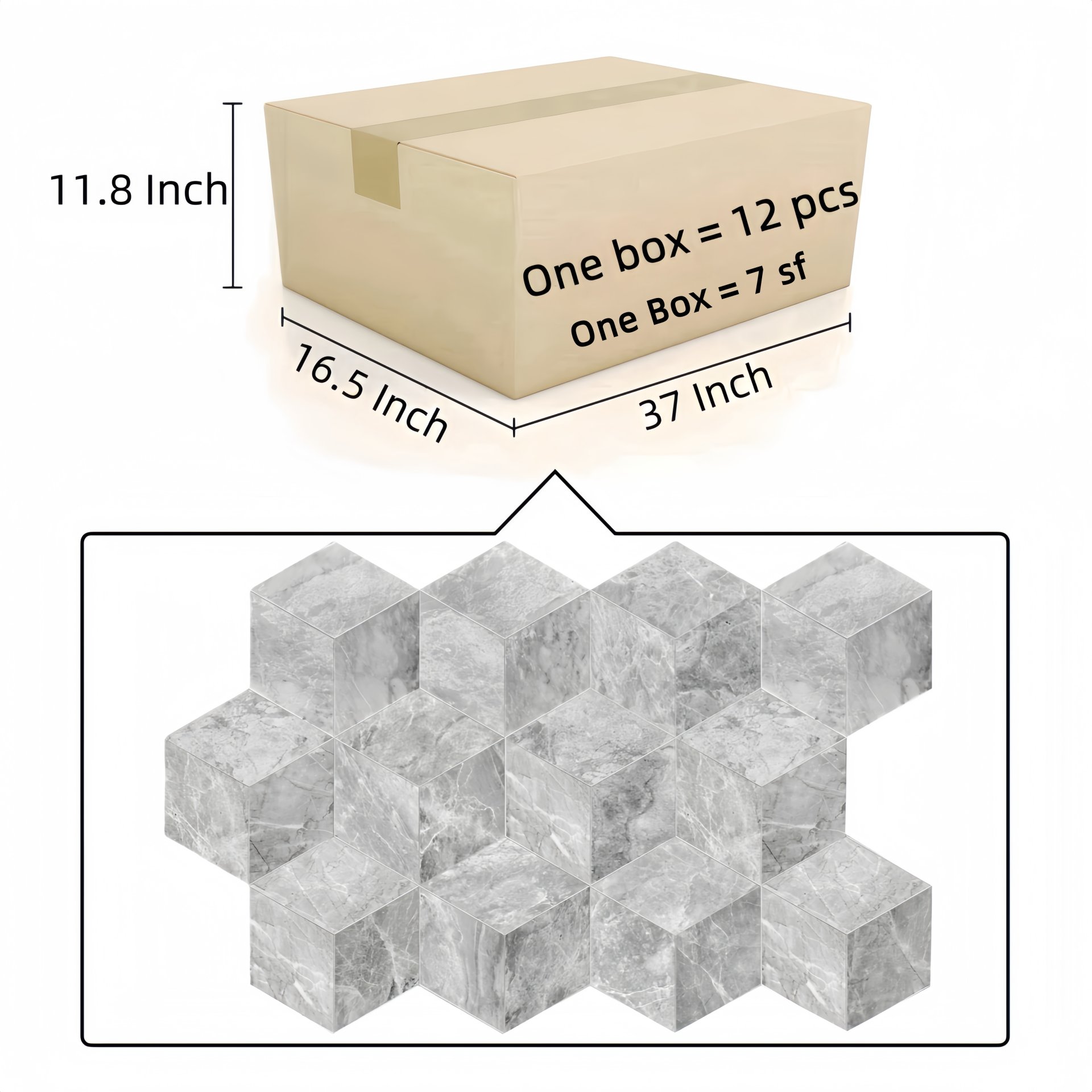 Hexagon Carrara Polished Marble Tile For Wall And Floor Stone (Set of 12) - Natural / Gray - Image 6