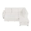 Sectional Sofa Pull Out Sofa Bed L - Shaped Sofa With Movable Ottoman And Stool, Large Storage Space, A Cup Holder, And 2 USB Ports For Living Room - Creamy White - Image 13