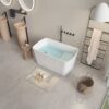 49'' Acrylic Freestanding Soaking Bathtub, Square-Shape Japanese Soaking Hot Tub, Sit-In Design With Chrome Overflow And Drain For Express Delivery 23Amazing-49 (W1920P179228) - Glossy White - Image 7