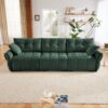 Elegant 3 Seater Sofa Set & Pillows Frame, High Rebound Cushions - Textured Green - Image 5