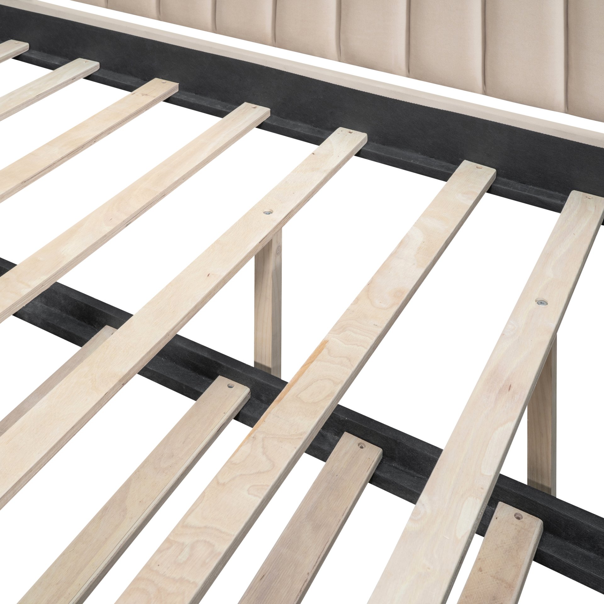 Full Size Upholstered Daybed With Trundle And Slat Support - Beige - Image 11