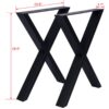 X Table Legs 28X 24", Wide Metal Table Legs, Heavy Duty Steel Desk Legs Table Leg Dining Table Legs Coffee Desk Leg (Set of 2) - Black - Image 2