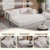 Convertible Couch Bed With 2 Pillows, 3 Seat Folding Floor Couch & King Size Bed Mattress, Diy Combination - Beige - Image 10