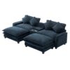 Contemporary Chenille Upholstered Sectional Sofa With Ottomans, USB Ports, Cup Holders & Storage - Blue - Image 21