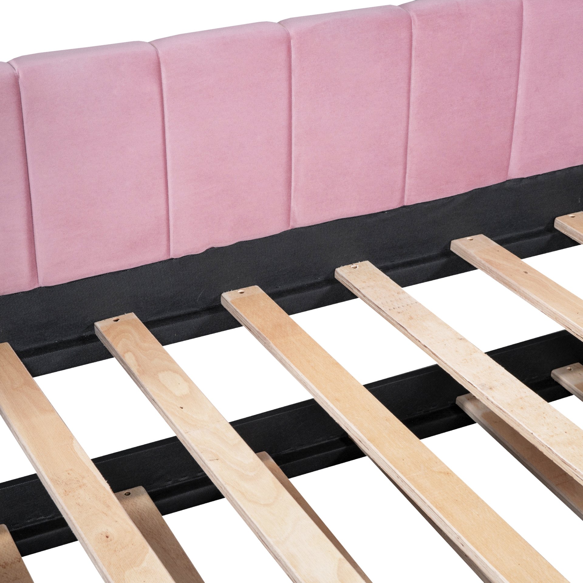 Twin Size Upholstered Daybed With Ergonomic Design Backrest And Trundle - Pink - Image 10