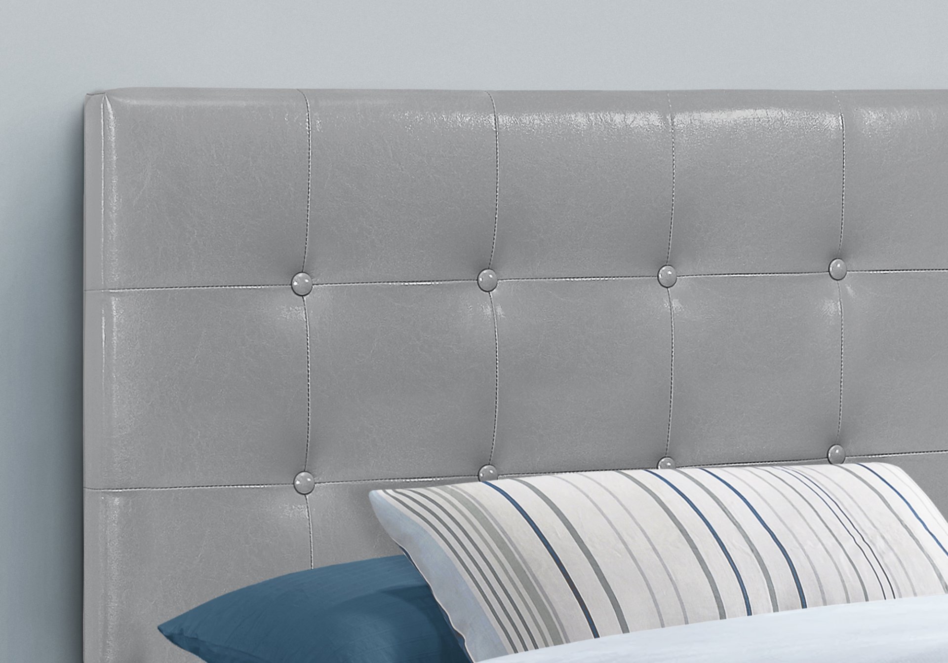 Twin Size, Bed Headboard Only, Upholstered, Transitional - Gray - Image 3
